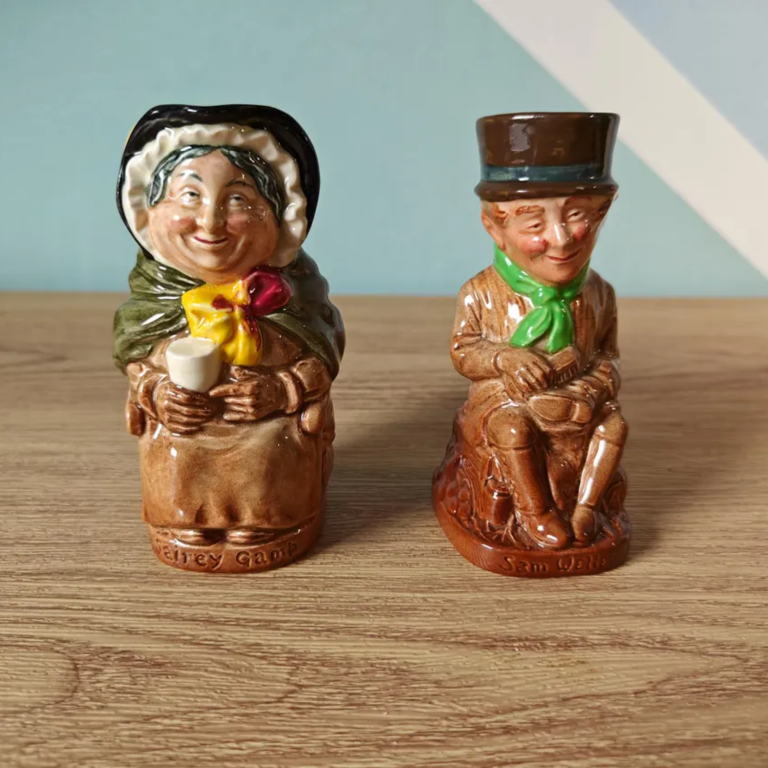 Rare Dickens Toby jugs - Sairey Gamp and Sam Weller - 1940s/1950s Royal Doulton - Literary vintage gift - D6263 & D6265